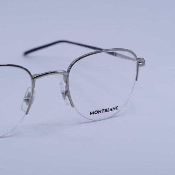 Montblanc MB0129O 001 Eyeglasses Silver 49mm Geometric Frame - Picture 2 of 11
